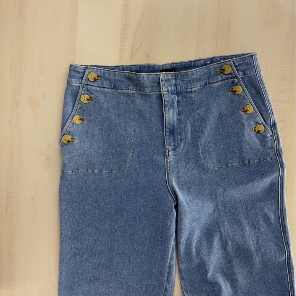 TALBOTS sailor jeans high rise spandex stretch blue crop pants 14